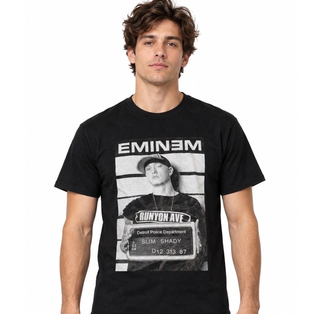 Eminem Slim Shady Mugshot Graphic Tee Unisex Small Black  New with no tags